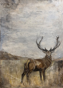 I painted this magnificent elk on paper in my cabin in West Virginia years ago. I found a photo in an old National Geographic Magazine and I liked it, the feel, the palette, so I painted it. It was rolled up in my painting storage cabinet, and rediscovered years after its creation. The irony is, I now live in the Willamette Valley of Oregon , elk herd habitat. Little did I know then, or perhaps  my heart knew, and was drawn to this image for this reason. Funny how intuition works.