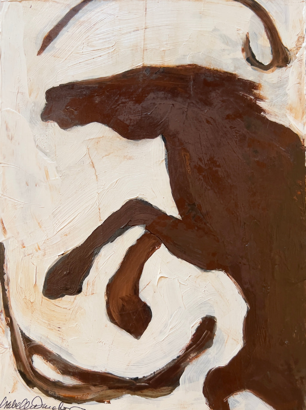 Artist Isabelle Truchon depicts a horse in abstract form in Gouache.